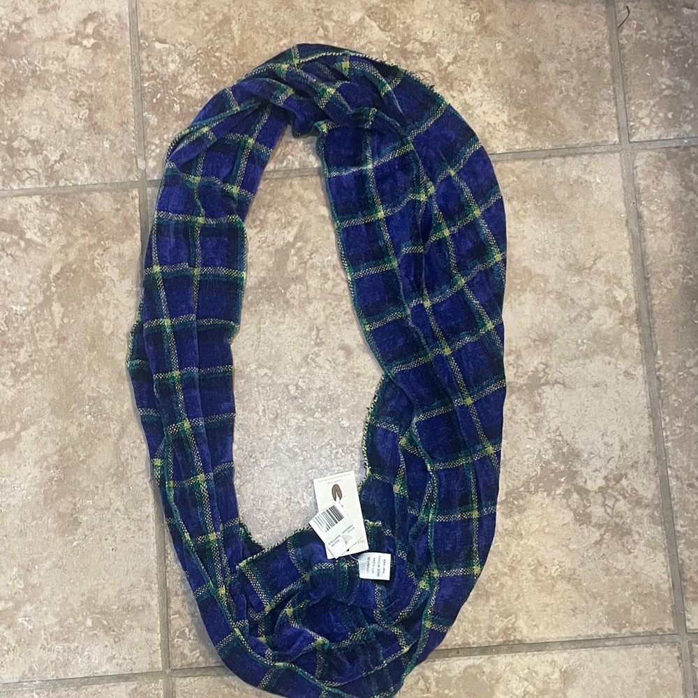 Blue and Green Plaid Infinity Scarf